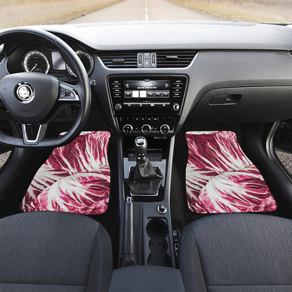 Red Cabbage Leaves Print Front and Back Car Floor Mats