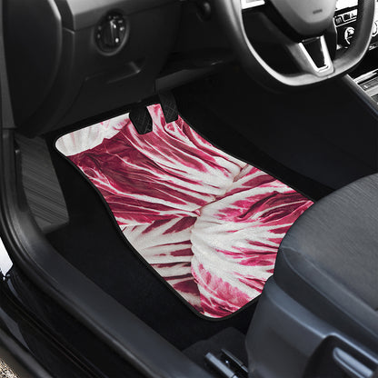 Red Cabbage Leaves Print Front and Back Car Floor Mats