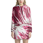 Red Cabbage Leaves Print Hoodie Dress