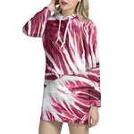 Red Cabbage Leaves Print Hoodie Dress