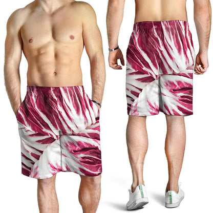Red Cabbage Leaves Print Men's Shorts