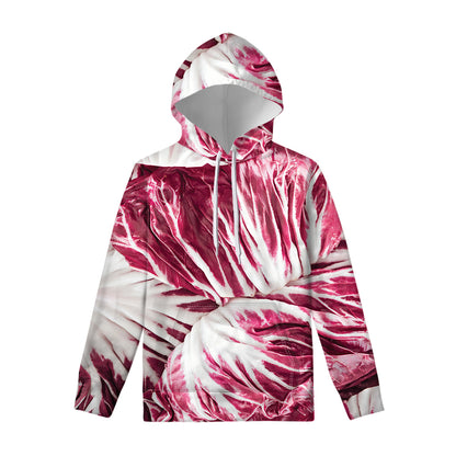 Red Cabbage Leaves Print Pullover Hoodie