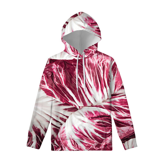 Red Cabbage Leaves Print Pullover Hoodie
