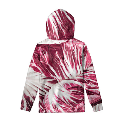 Red Cabbage Leaves Print Pullover Hoodie