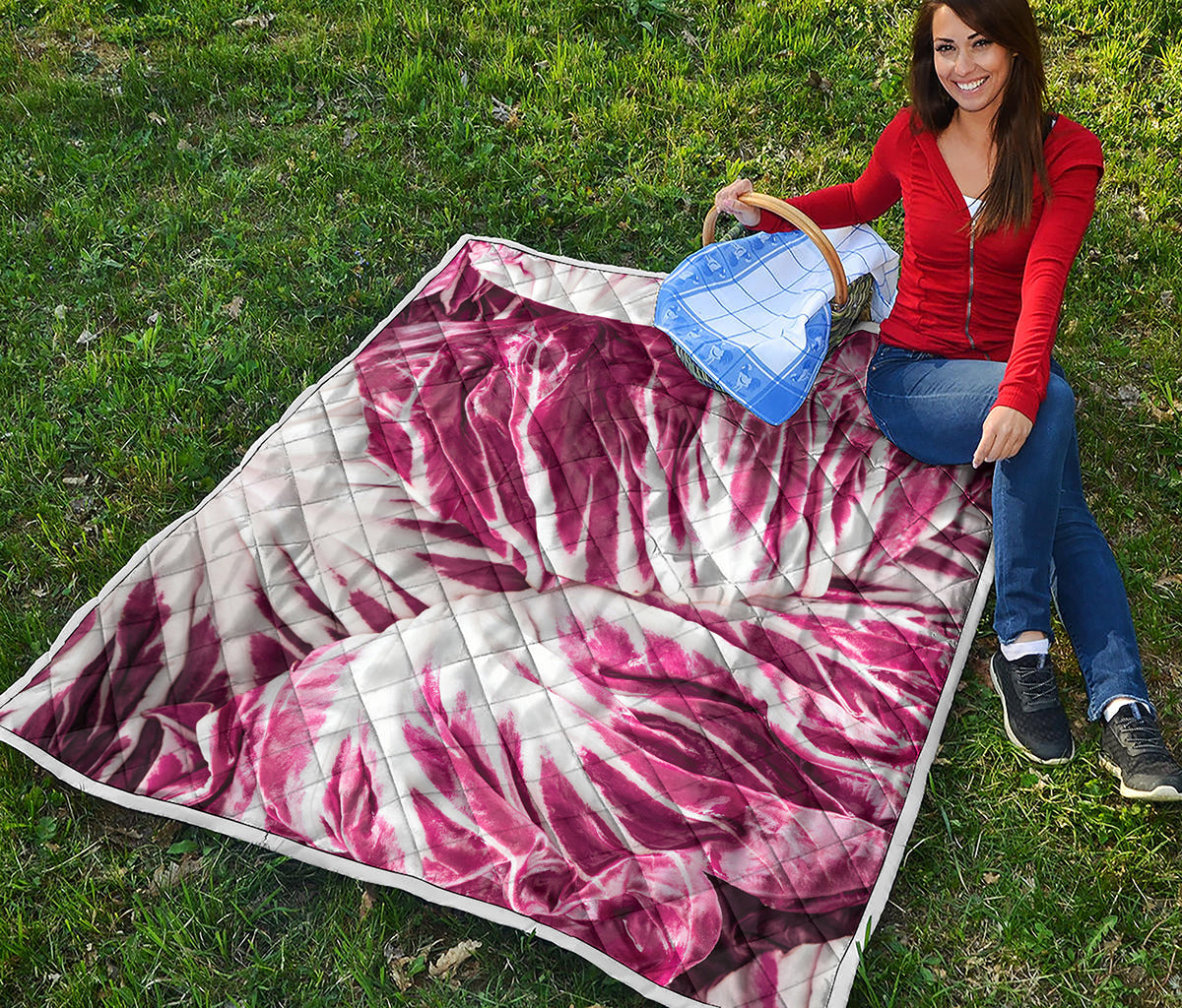 Red Cabbage Leaves Print Quilt