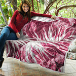 Red Cabbage Leaves Print Quilt