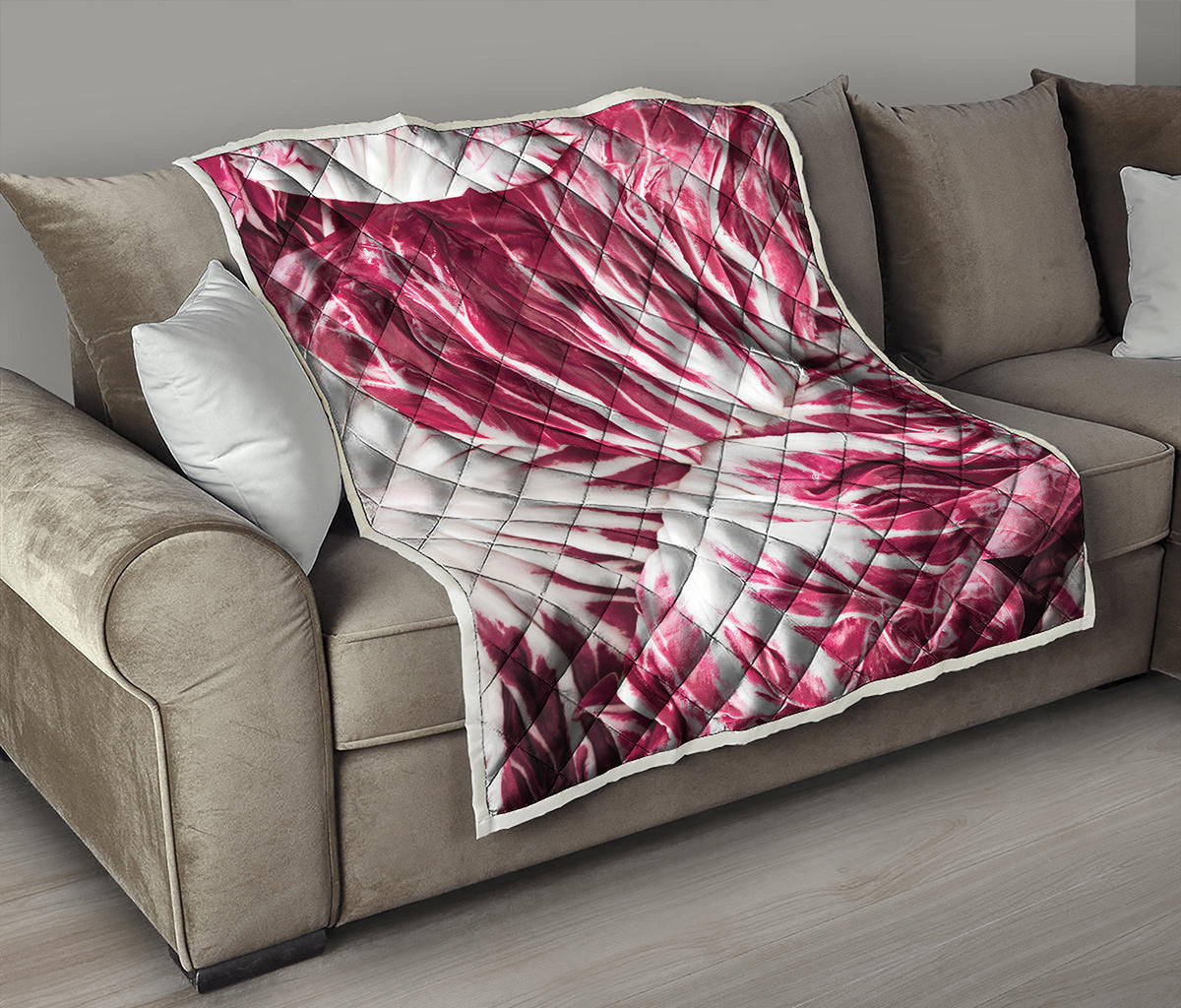 Red Cabbage Leaves Print Quilt
