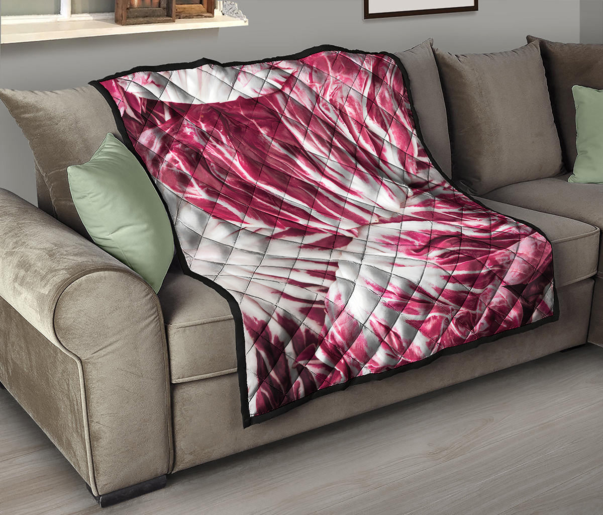 Red Cabbage Leaves Print Quilt
