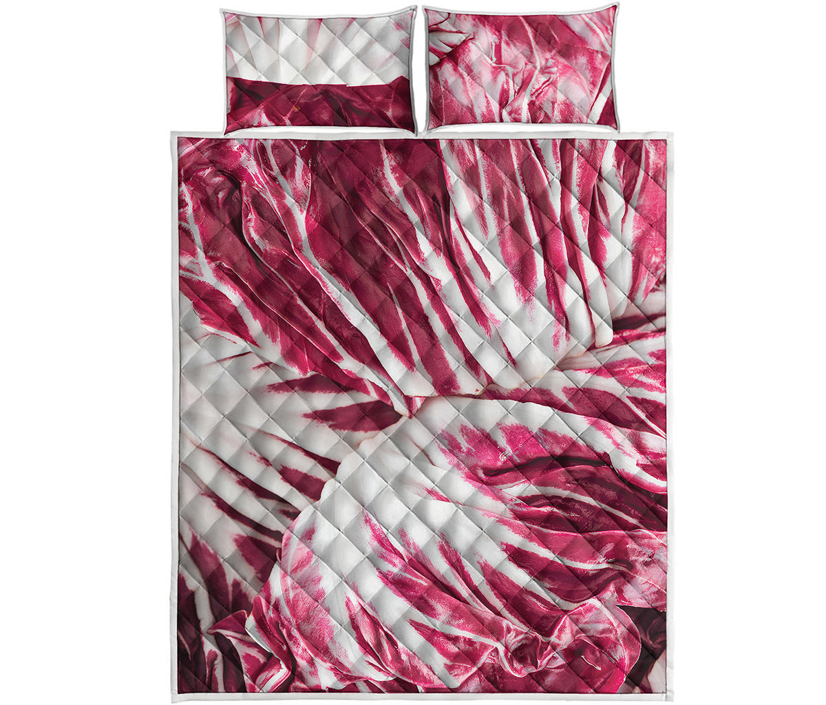 Red Cabbage Leaves Print Quilt Bed Set