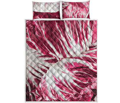 Red Cabbage Leaves Print Quilt Bed Set