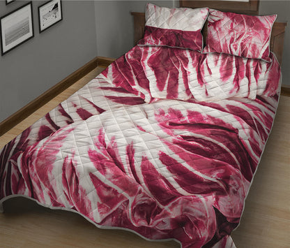 Red Cabbage Leaves Print Quilt Bed Set