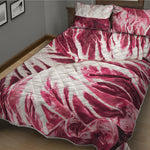 Red Cabbage Leaves Print Quilt Bed Set