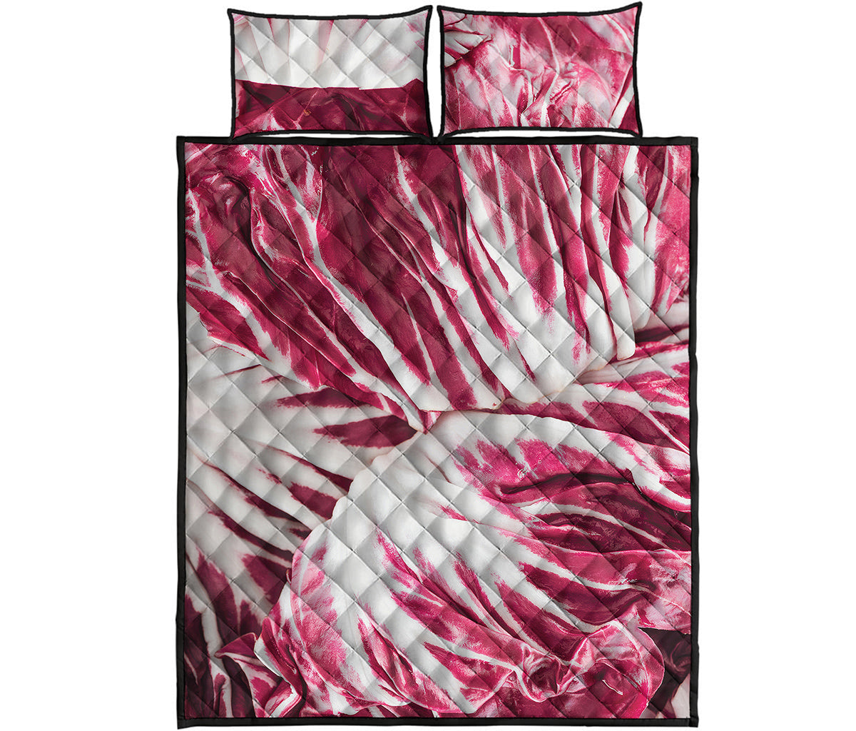 Red Cabbage Leaves Print Quilt Bed Set
