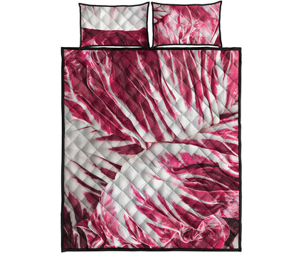 Red Cabbage Leaves Print Quilt Bed Set