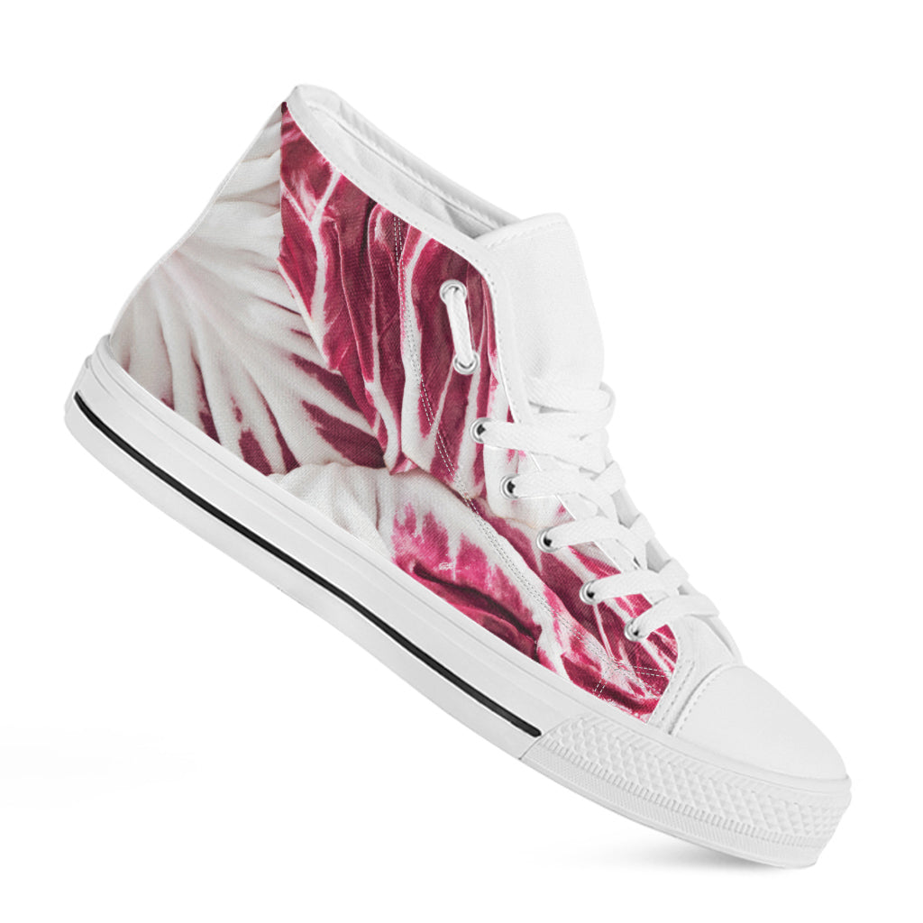 Red Cabbage Leaves Print White High Top Shoes