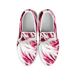 Red Cabbage Leaves Print White Slip On Shoes