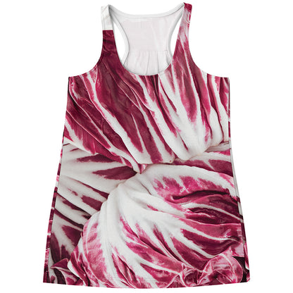 Red Cabbage Leaves Print Women's Racerback Tank Top