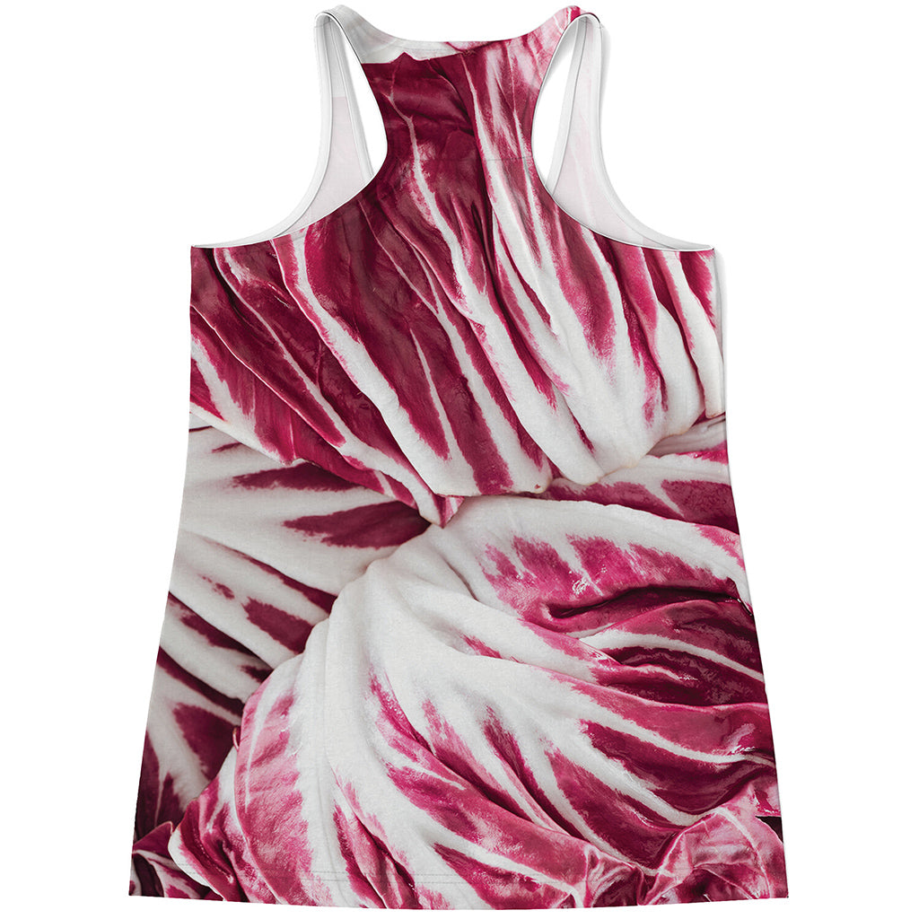 Red Cabbage Leaves Print Women's Racerback Tank Top