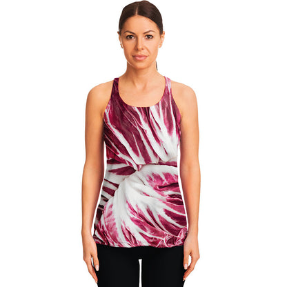 Red Cabbage Leaves Print Women's Racerback Tank Top