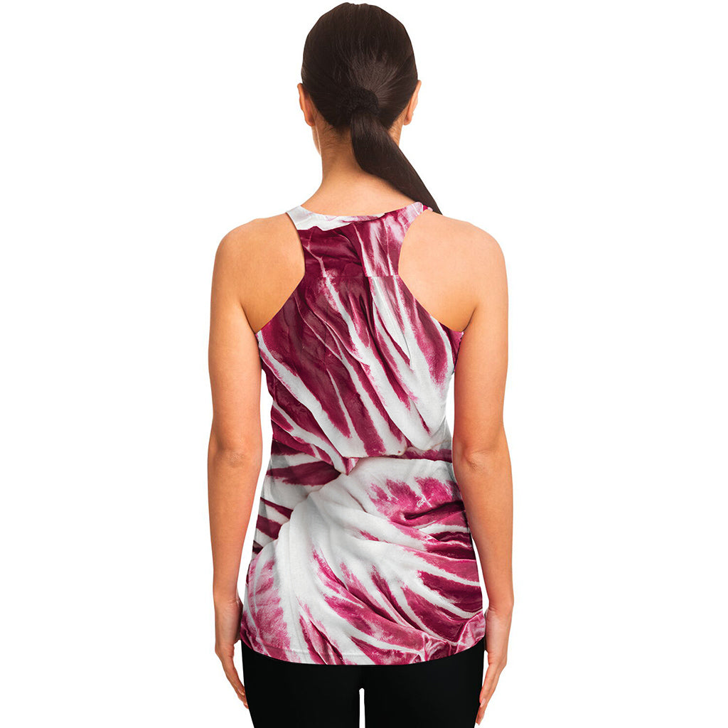 Red Cabbage Leaves Print Women's Racerback Tank Top