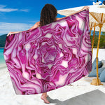 Red Cabbage Print Beach Sarong Wrap