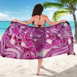 Red Cabbage Print Beach Sarong Wrap