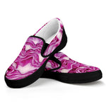 Red Cabbage Print Black Slip On Shoes