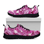 Red Cabbage Print Black Sneakers
