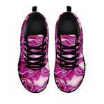 Red Cabbage Print Black Sneakers