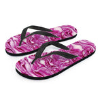 Red Cabbage Print Flip Flops