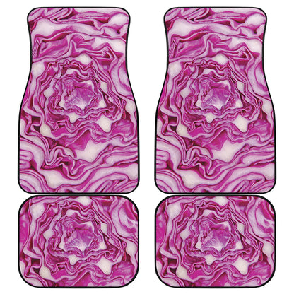 Red Cabbage Print Front and Back Car Floor Mats