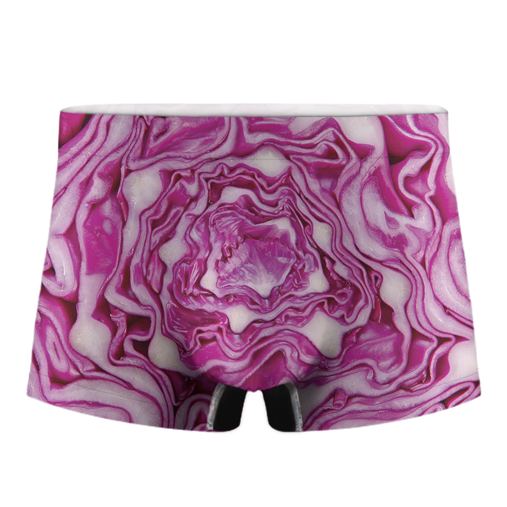 Red Cabbage Print Men's Boxer Briefs