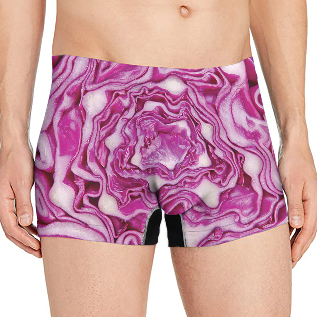 Red Cabbage Print Men's Boxer Briefs