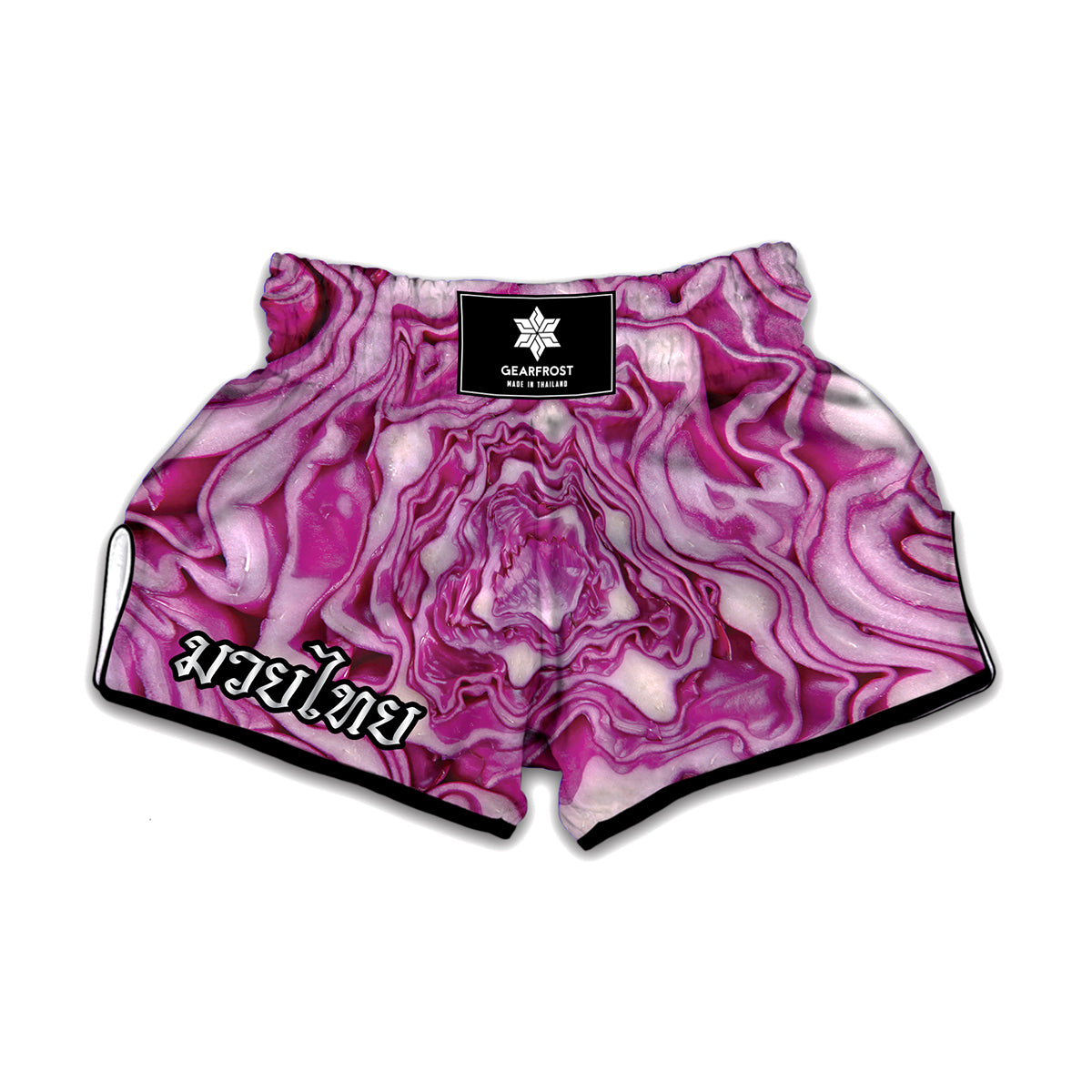 Red Cabbage Print Muay Thai Boxing Shorts