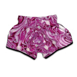 Red Cabbage Print Muay Thai Boxing Shorts