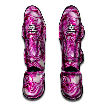 Red Cabbage Print Muay Thai Shin Guard