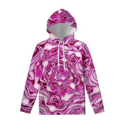 Red Cabbage Print Pullover Hoodie