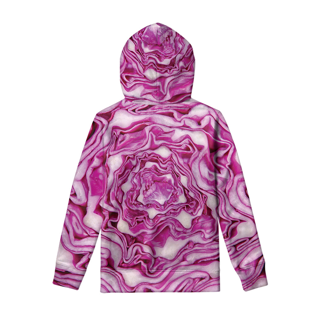 Red Cabbage Print Pullover Hoodie