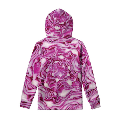Red Cabbage Print Pullover Hoodie