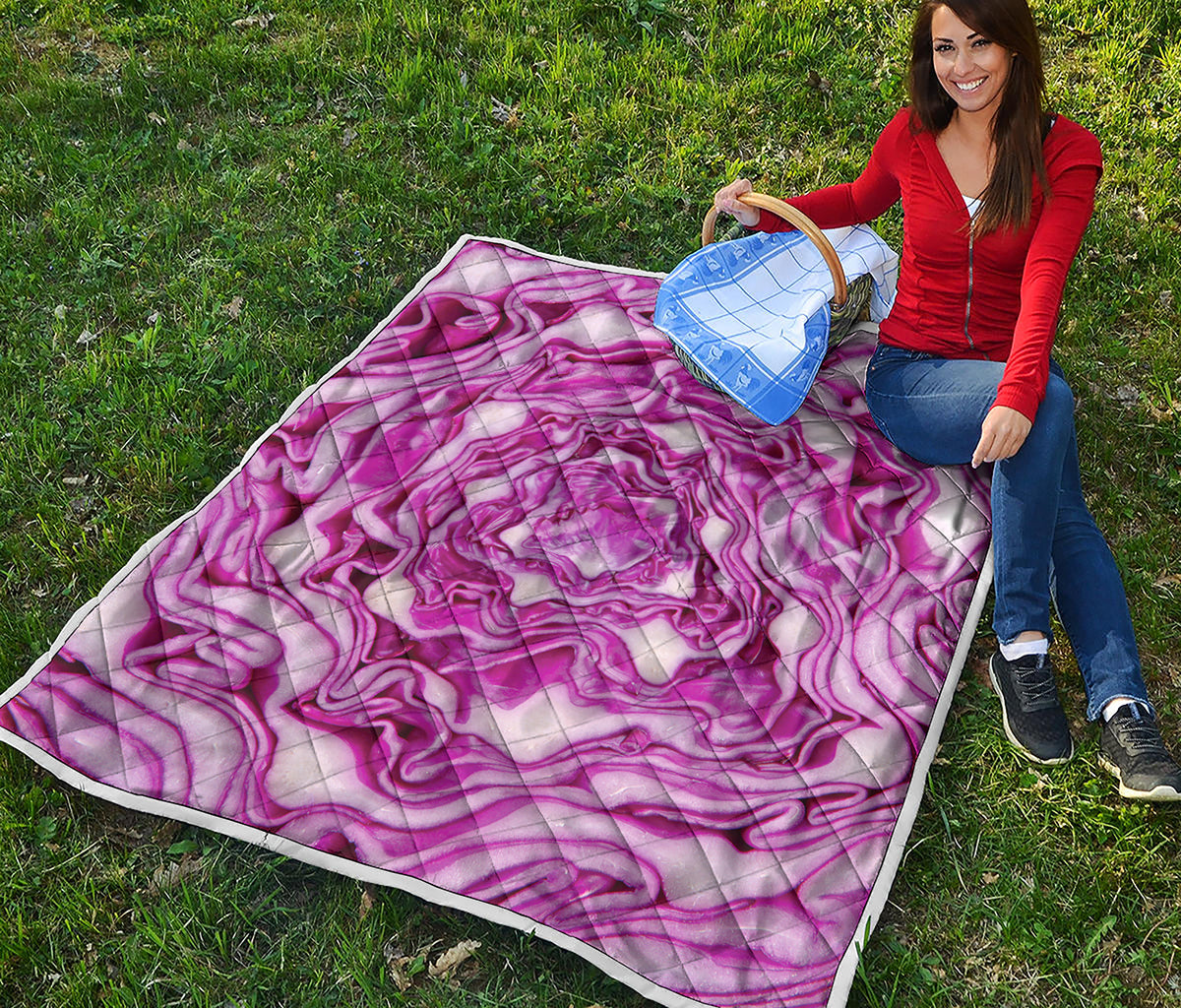Red Cabbage Print Quilt