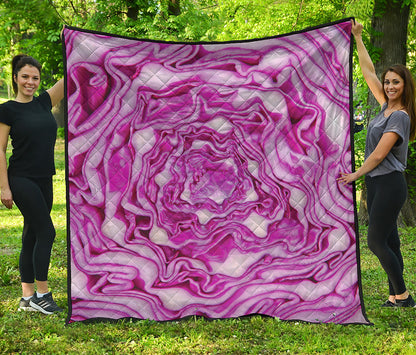 Red Cabbage Print Quilt
