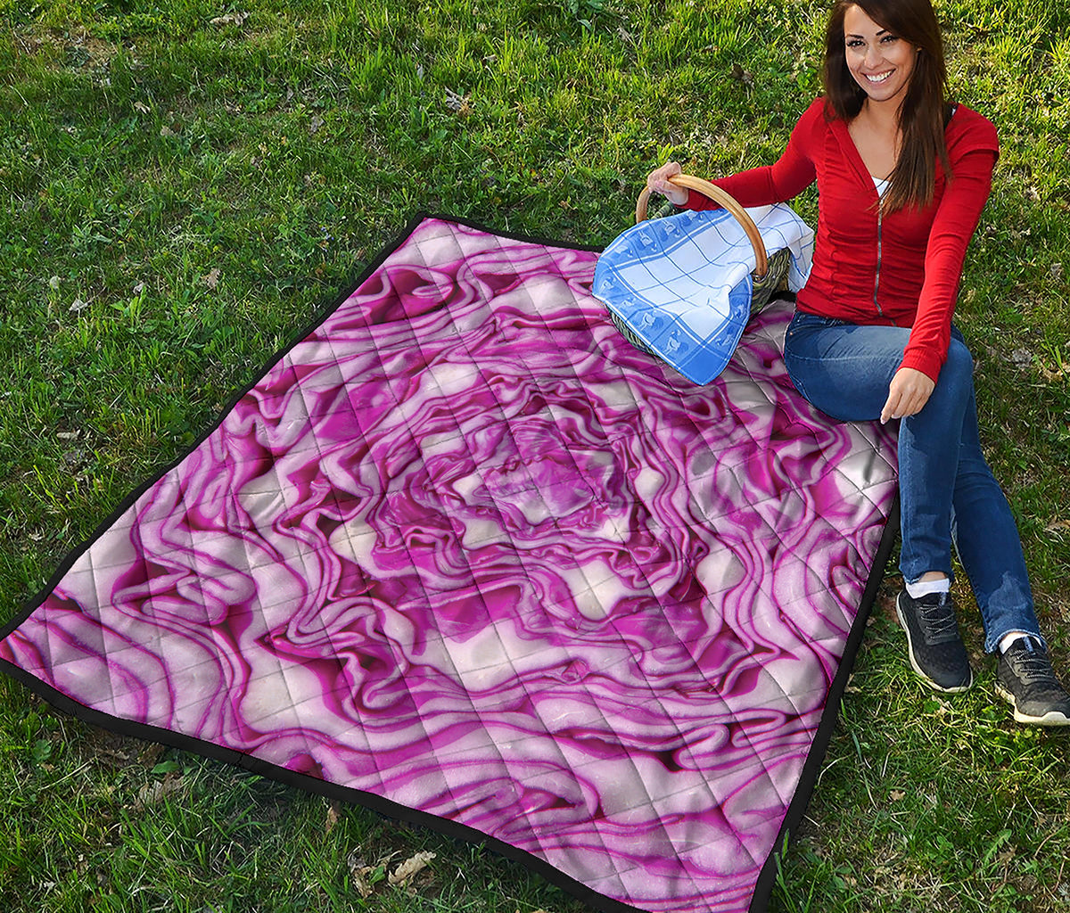 Red Cabbage Print Quilt