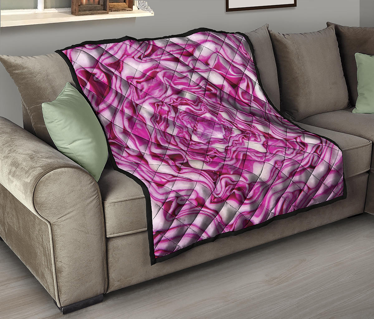 Red Cabbage Print Quilt