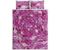 Red Cabbage Print Quilt Bed Set