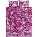 Red Cabbage Print Quilt Bed Set