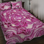Red Cabbage Print Quilt Bed Set
