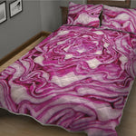 Red Cabbage Print Quilt Bed Set