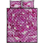 Red Cabbage Print Quilt Bed Set