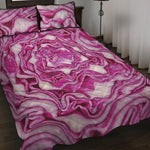 Red Cabbage Print Quilt Bed Set