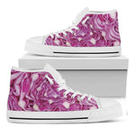 Red Cabbage Print White High Top Shoes